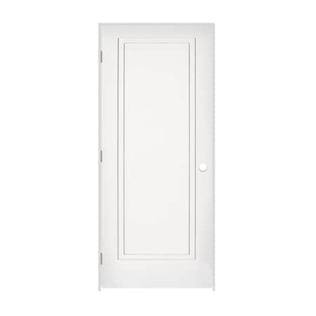 Trimlite 18"x80"x13/8" Primed 1Panel 2Step Interior Shaker 71/4" RH Prehung Door Satin Nickel Hinges 1668pri8491RH15714